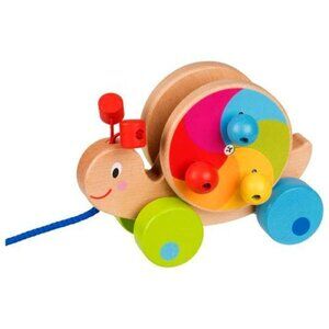 NWT Goki Toys Wooden 2 Piece Pull Along Snail